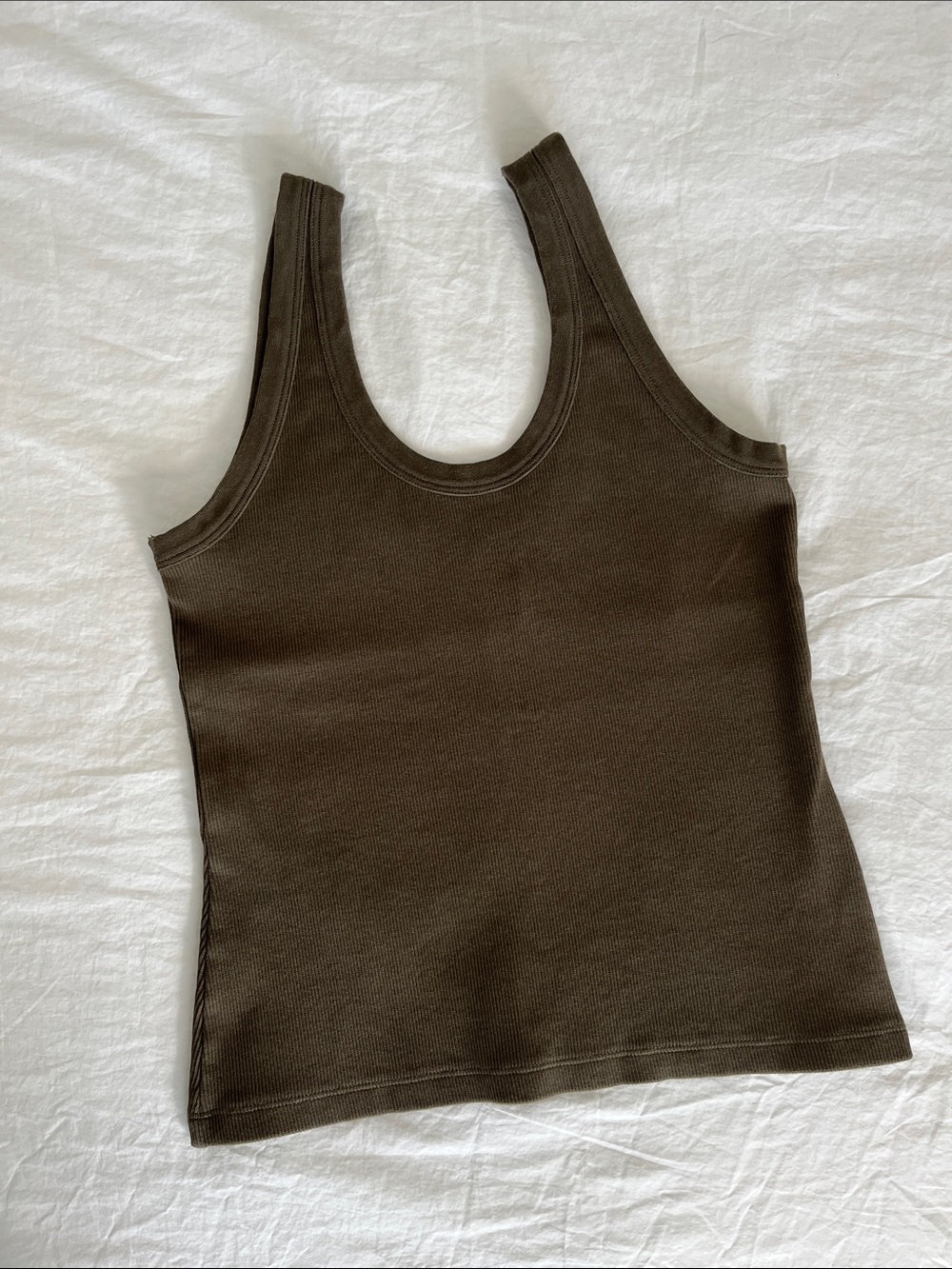 Women’s Olive Tank Ribbed Scoop Neck Tank Top